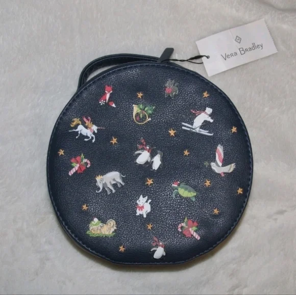 💙🔹️ Vera Bradley 🔹️Christmas Round Navy cosmetic Bag - Picture 5 of 5